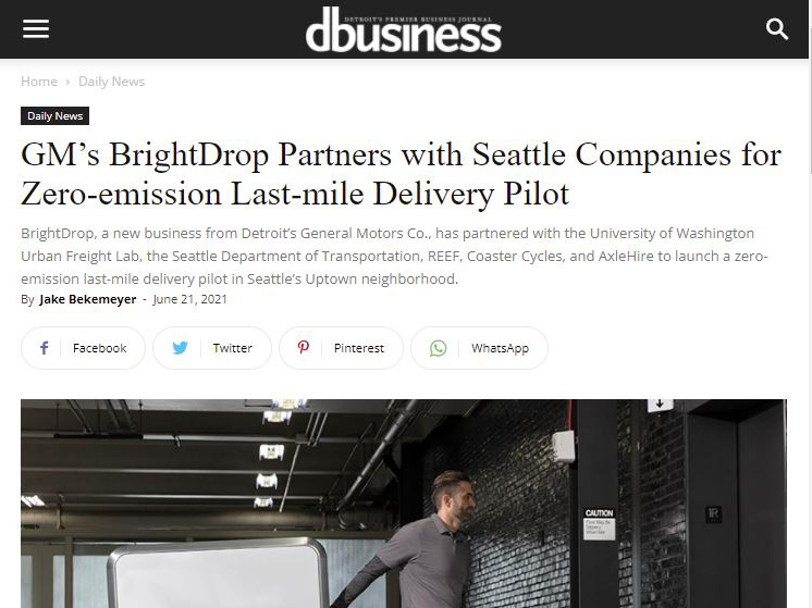 GM’s BrightDrop Partners with Seattle Companies for Zero-Emission Last-Mile Delivery Pilot