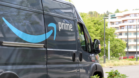 Prime delivery van parked.