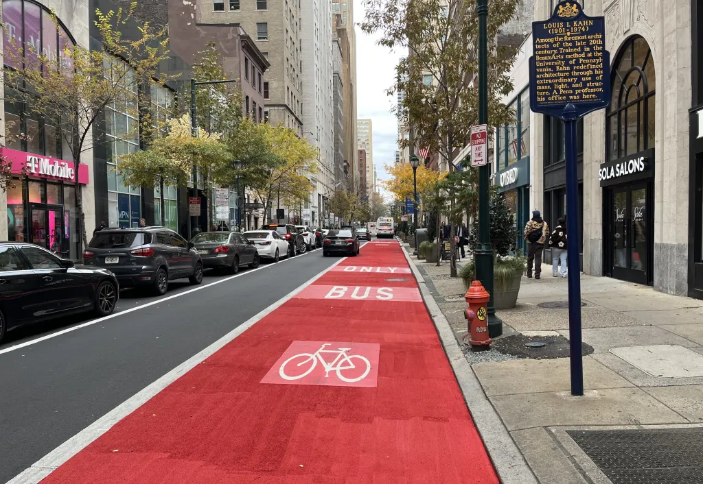 Bus lane in Philadelphia.